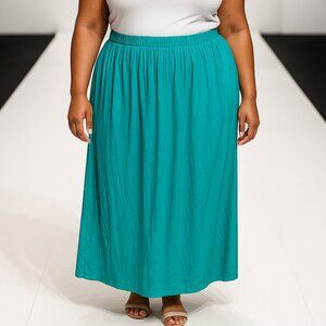 Plus size Maxi skirt. Aqua Green No pockets. Elastic waistband